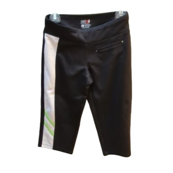 Izod X PFX Performance capri workout leggings XS black white  green stripes - Picture 1 of 5